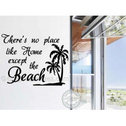 Summer Surf Beach Wall Sticker Quote, No Place Like Home Except The Beach, Wall Mural Decor Decal with Palm Tree